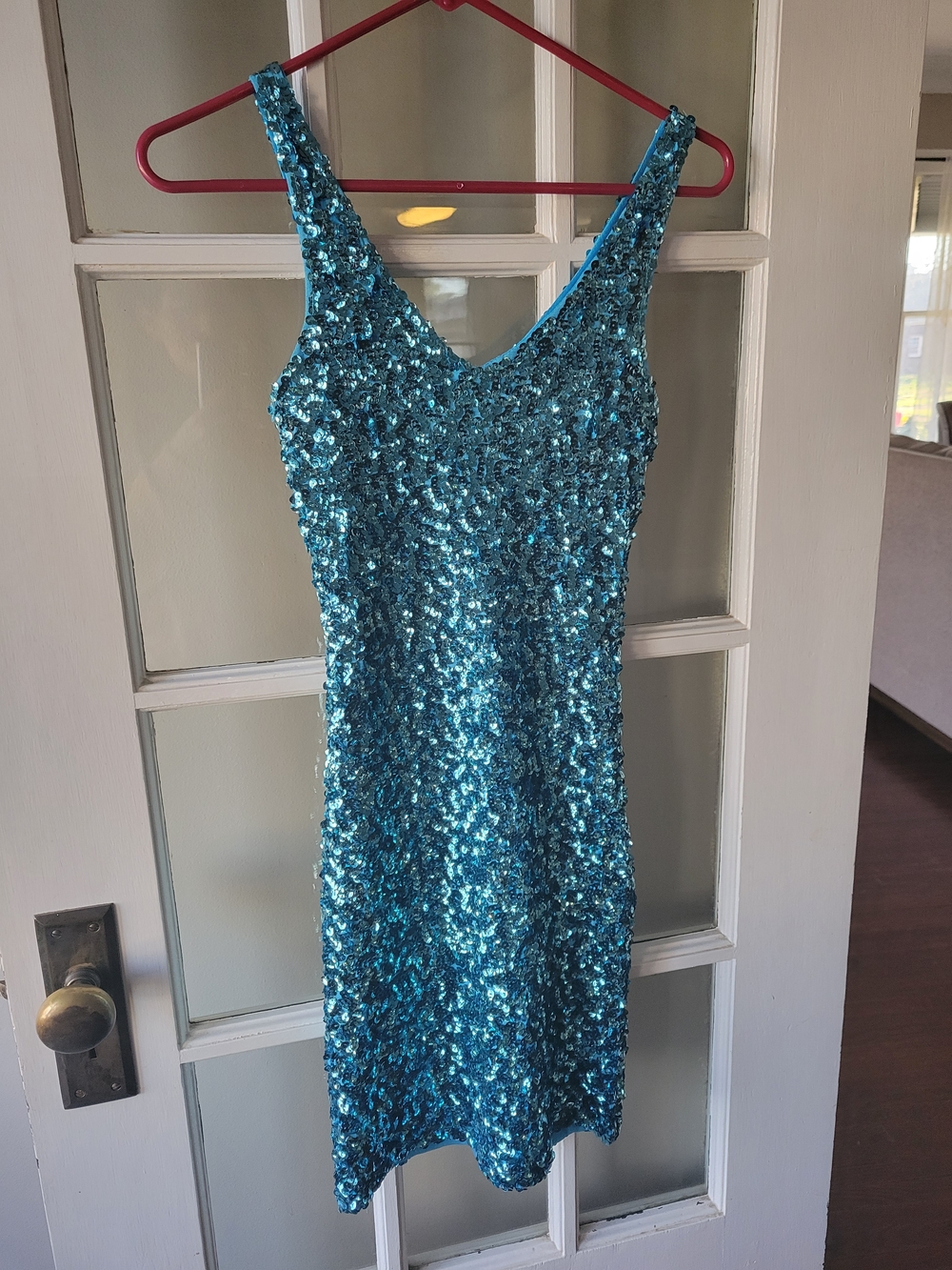 Farinelli Sequin Dress Bodycon Sexy V Neck Dance Party Club Wear Size S/M - Picture 5 of 14